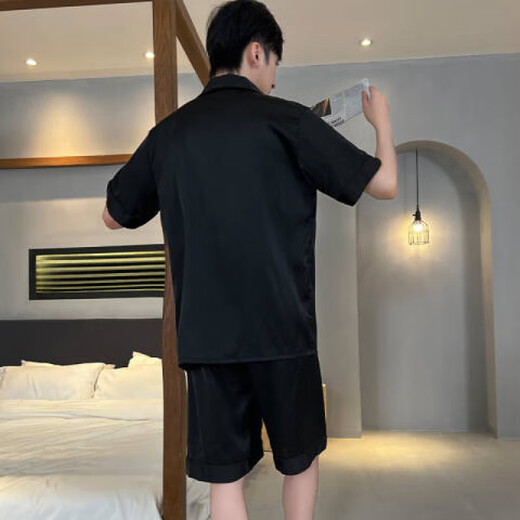 Modal Pyjamas Herren Sommereis Ice Seide Kurzärärmelhose Sommer Dünnmodell Imitation Seidenjungen junge Schüler Home Kleidung Set G723 L Gewicht 100-130jin [Jin gleich 0,5 kg]