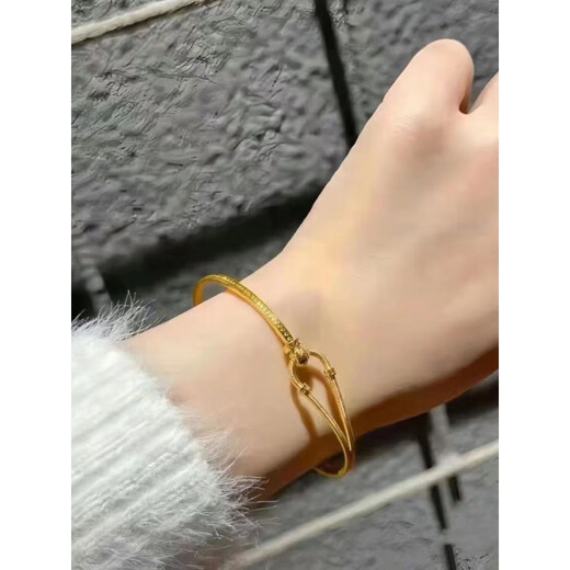 Fat Donglai same style 18K gold horseshoe buckle bracelet yellow buckle half bracelet bracelet ring for women 999 gold horseshoe buckle bracelet