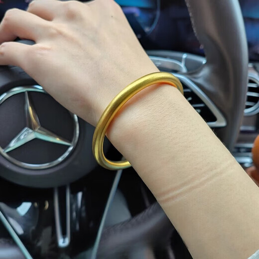 Laohuangxiang gold-wrapped silver bracelet for women, ancient method inheritance gold 9999 pure gold plain ring gold bracelet solid unchanged 4mm 59 ring mouth