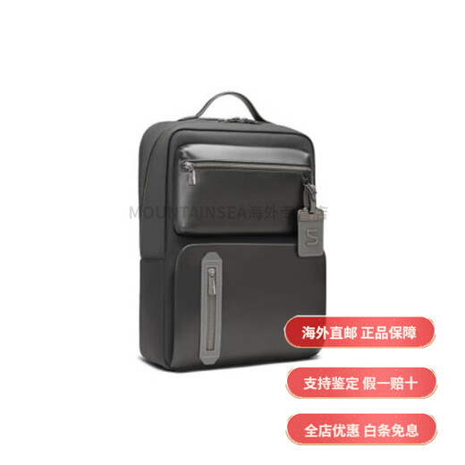 新秀丽（Samsonite）商务休闲14寸 牛皮革 电脑包书包背包双肩包 常规 男款 黑色时尚 基础装(包+吊牌)