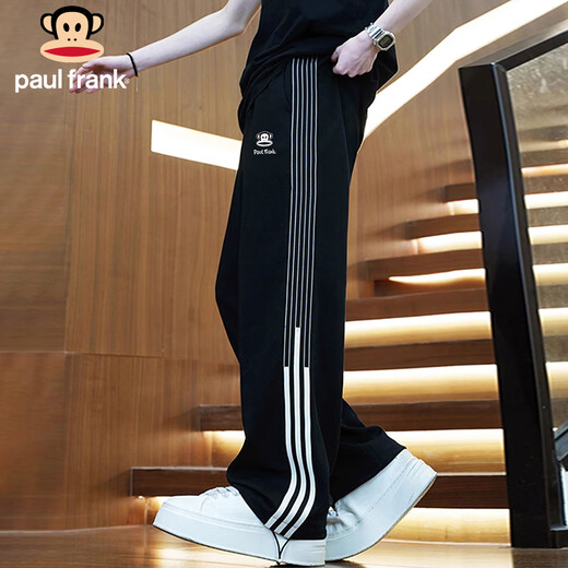 Paul Frank Pants Men's Autumn Loose Casual Pants Men's Pants Heavyweight Trousers Men's Straight Sports Pants Trendy Brand Black XL