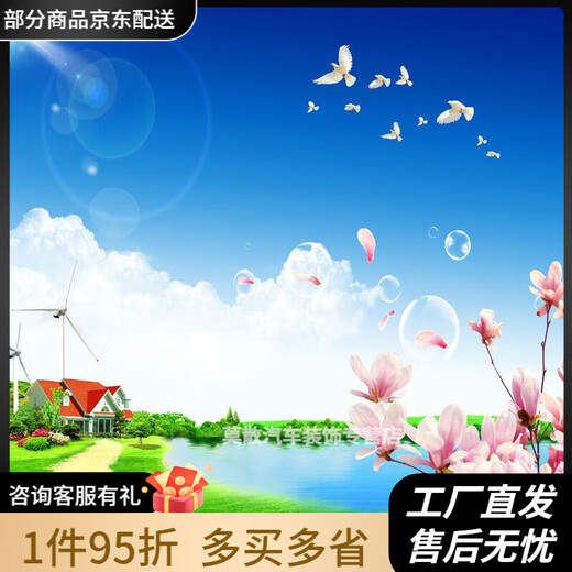 Graphene heater mural 300W graphene carbon crystal wall heating mural heater electric heater instant heating toilet white board white frame mural electric heating plate 300W blue sky