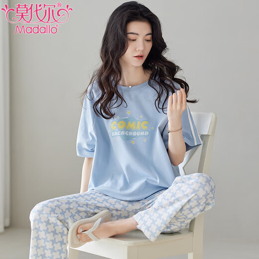 
Modal pure cotton pajamas for women in summer short-sleeved trousers two-piece set 2025 new large-size women's casual home clothes Y8063 Z9717 M [recommended 80-100Jin [Jin equals 0.5 kg] wear]