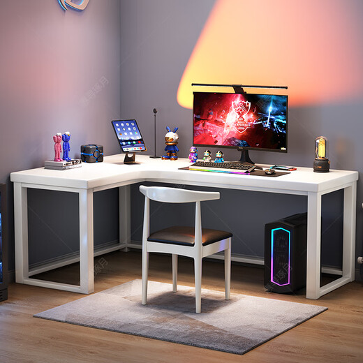 Huixun solid wood L-shaped desk corner computer desktop table corner table corner bedroom e-sports table home desk walnut #corner desk 140cm*50cm*75cm auxiliary seat length 100cm