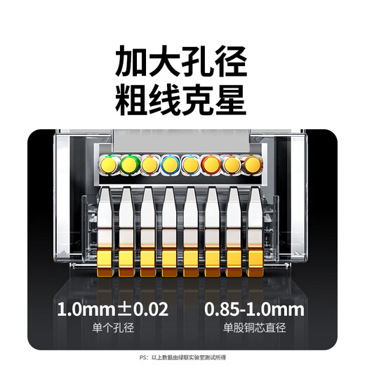 绿联超五类网线水晶头 超5类千兆网络接头镀金工程级RJ45电脑网线连接器 CAT5E非屏蔽水晶头50个 20331