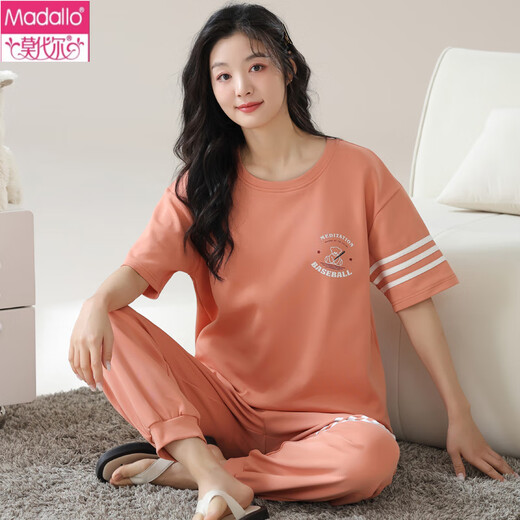 莫代尔女士短袖睡衣套装长裤夏季纯棉家居服纯棉可外穿夏天春秋夏天 Y9719 M (建议75-95斤)