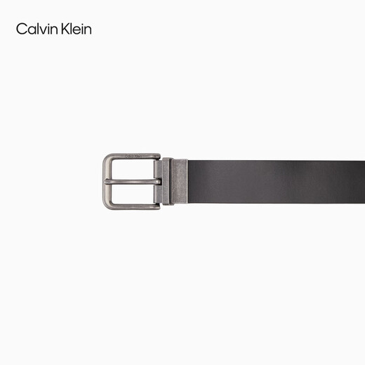 Calvin KleinJeans男士双面用商务休闲绅士风ck字母满印针扣腰带皮带礼物 V1D-太空黑/细纹灰 85cm