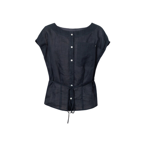 Eifli (Eifini) Eifli Flying Sleeves Krawatte Taille Top für Frauen kontrastierende Knöpfe lose vielseitiges Shirt Shirt 2025 Sommer neu