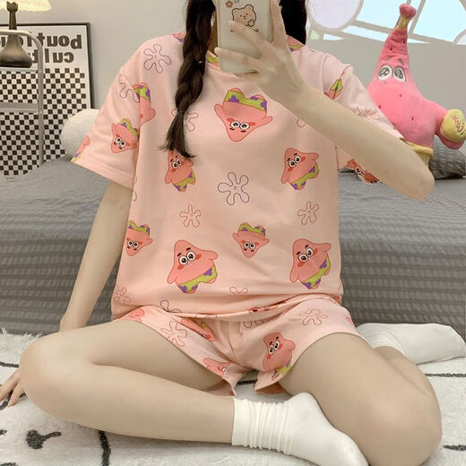 [4591 people collect] Summer hot new pajama set for women's short-sleeved shorts round neck niche cute card 1047 puppy M size (suitable for 80-95 Jin [Jin equals 0.5 kg])