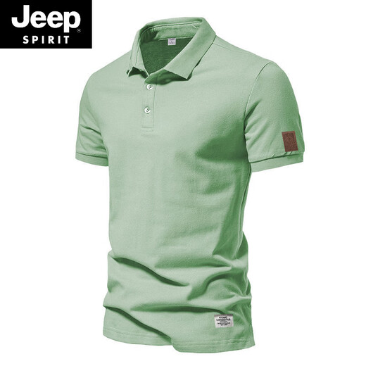 
JEEP SPIRIT American retro bead floor cotton men's polo. Shirt solid color casual business commuter short-sleeved T-shirt summer half-sleeved lapel purple (AQ new 691) L L (120-140Jin [Jin equals 0.5 kg])