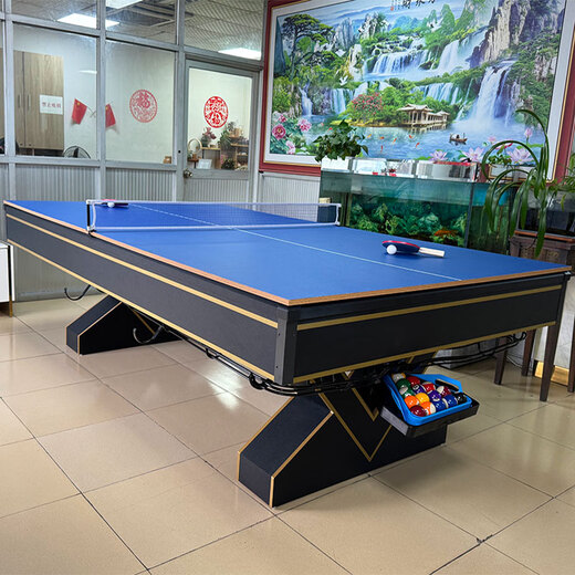 Shenling pool table automatic ball return commercial standard adult pool table American black eight table tennis table three-in-one 9 feet automatic ball return marble + table tennis board