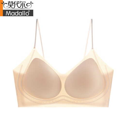 莫代尔细肩带内衣女新款小胸聚拢显大山茶花香氛无痕提拉凉感文胸罩 肤色 M