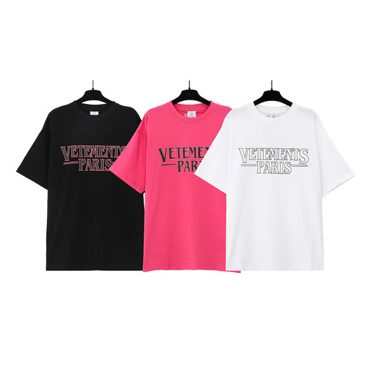 WALKING BEAUTY新款VTM维特萌字母印花男女宽松休闲圆领短袖T恤高街潮牌棉Tee 7029黑 S