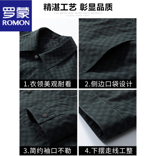 ROMON Checkerboard Men's Jacket 2025 Spring and Autumn New American Fashion Brand Loose Casual Lapel Jacket Men's Black XL