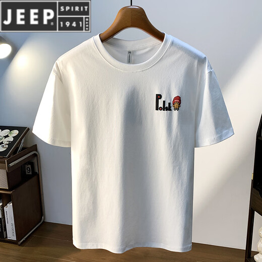 
JEEP SPIRIT large size men's short-sleeved T-shirt Hong Kong style printed cotton t-shirt 200Jin [Jin equals 0.5 kg] plus weight White 12 JSW9901 M Recommended 90-108 Jin[Jin equals 0.5 kg]