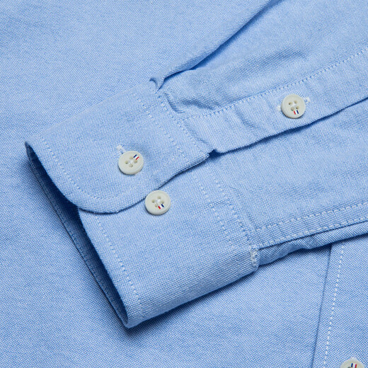 Hengyuanxiang stand-up collar denim shirt men's long-sleeved summer thin neckless round neck spring and autumn top blue ice silk casual shirt 11162 light blue M 170
