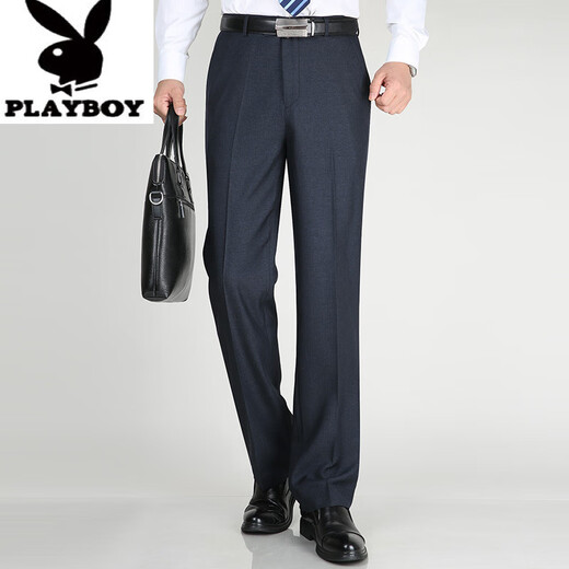 Playboy (Playboy) Nuevos pantalones casuales de seda de seda de verano de verano pantalones sueltos de cintura alta de mediana edad de mediana edad F9901# azul marino 33 (2 pies 6 cintura circunferencia)
