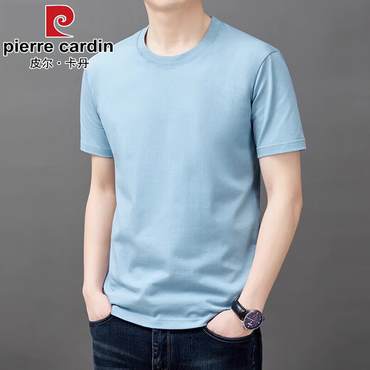 皮尔卡丹（pierre cardin）短袖t恤男士夏季薄款时尚简约纯色上衣潮流休闲体恤衫男T YS9929黑色 XL 180 推荐【141-160斤】
