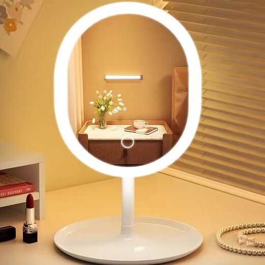 LED beauty mirror makeup mirror desktop makeup fill light girl dormitory internet celebrity portable ins princess mirror LED three-color light adjustable long battery life CK22 pearl white CK23 4K mirror without light model