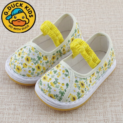 G. Duckkids Baby Kleinkind Sohle Stoffschuhe Schweiß-Absorbent und geruchsfestes weicher Locked Hanfu Blume Pink 691-1 Pastoral Serie kleine rosa Blumen Single-Schuhe 12 innere Länge 12,0 cm