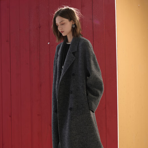 Sancai 2025 winter new double-sided woolen coat woolen coat long S