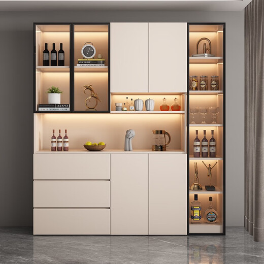 Shuaishi Massivholz Seitenschrank hoher Schrank moderne einfache Wand integrierte Essschrank Wohnzimmer Weinschrank Eingangsschrank kann maßgeschneidert werden.