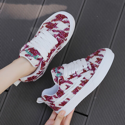LIGHTNING X STORM Picasso paintings jointly created by Lightning men and women's shoes Revenge Storm Little Fragrance Bread Shoes Heightening Couple Skateboard Shoes D6227 Cherry Red 44