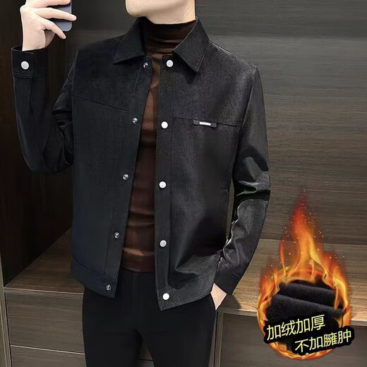 Men's autumn and winter thickened velvet warm cotton coat trendy slim stand collar men's jacket fashionable jacket versatile jacket men brown velvet thickened 2XL recommended 160-180Jin Jin equals 0.5 kg