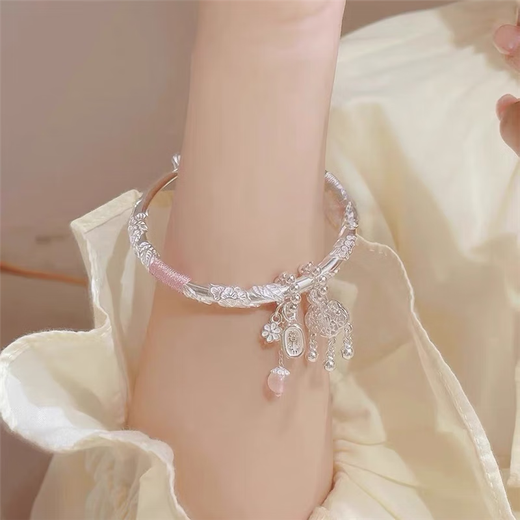 Blossoming sterling silver bracelet 9999 pure silver bracelet safe lock bracelet young style gift for girlfriend Mobius butterfly style 25g