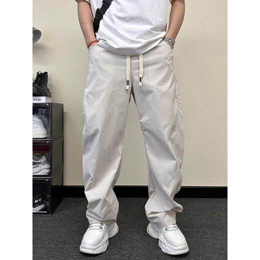 Kurashi Ichiki Kazuki Kuraishi Scimitar Hosen für Männer Sommer Neue, schnell trockene Casualhosen gerade loses lose Hose hübsche Haremhosen weiß dünn 2xl
