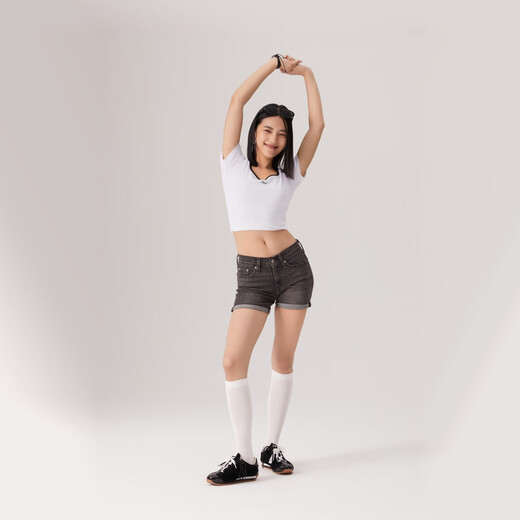 Levi's Levi's women's slim straight simple American retro fashion casual smoke gray denim shorts smoke gray 28