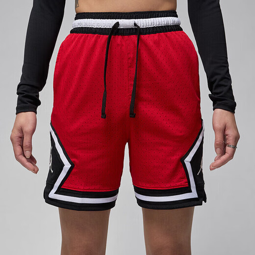 Jordan男运动短裤乔丹 Dri-FIT速干 撞色条纹 五分裤DX1488-687红黑XS