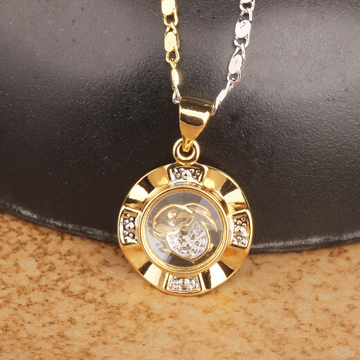 RSRDDY old phoenix fortune-telling pendant necklace gold white color gold twelve zodiac signs transfer women's model 18k gold sheep (pendant + monochrome necklace) same style as Lao Fengxiang