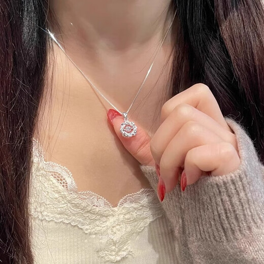 BJYLS 999 Pure Silver Necklace for Women Blossoming Pure Silver Pendant Clavicle Chain Light Luxury High-end Jewelry Valentine's Day Gift for Girlfriend Blossoming 999 Pure Silver Necklace + Butterfly Gift Box