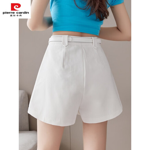 皮尔卡丹（pierre cardin）秋季薄款小个子高腰显瘦阔腿西装短裤女2025新款春秋垂感百褶裙裤 绿色 9871 S