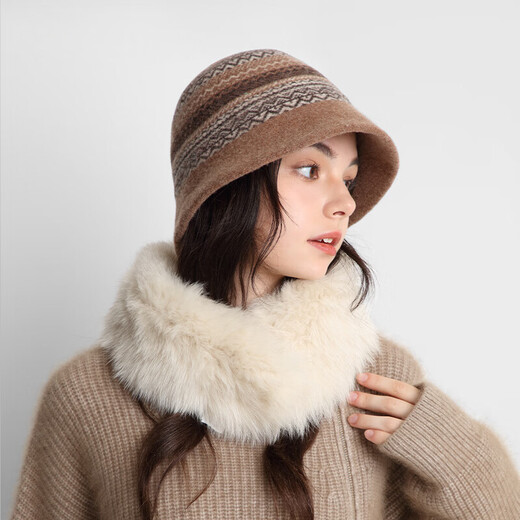 Kenmont one-piece woven pure wool jacquard small basin hat for women, foldable small fragrant fisherman hat, showing a small face km-9490