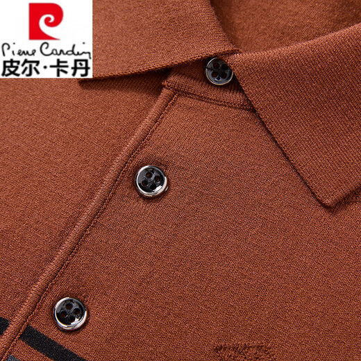 皮尔卡丹（pierre cardin）2025新款高档男士针织衫开衫毛衣中老年羊毛衫爸爸装长袖打底衫 12808酒红 4XL 190/100A