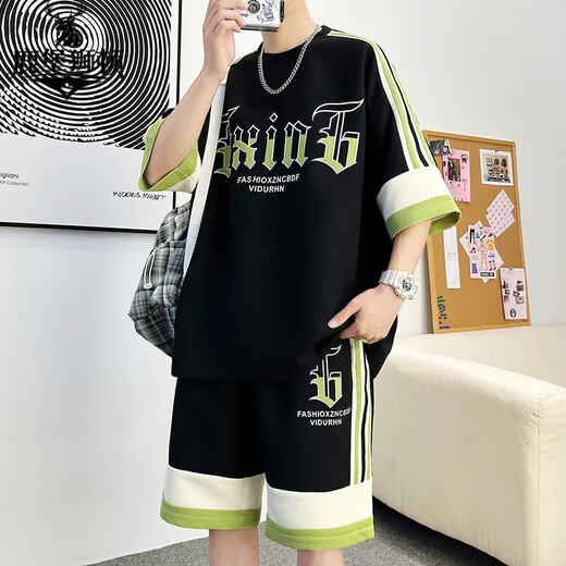 
LuBaoshidun summer high school student trendy ice silk short-sleeved T-shirt suit for men's junior high school handsome new youth sports set 681 meters white suit M Reference 80-100Jin [Jin equals 0.5 kg]