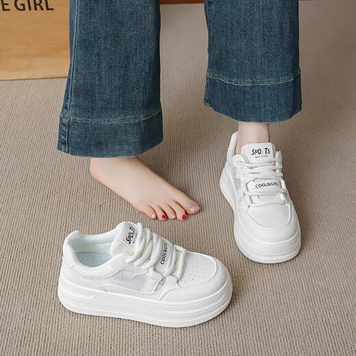 Woodpecker summer women's shoes thick sole white shoes women's skirt shoes versatile height-enhancing sports casual shoes thin breathable board shoes white [upgrade version] 36 (230mm)