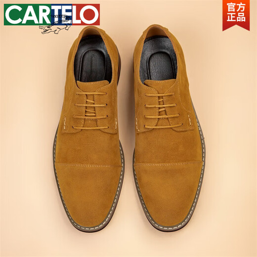 Cartelo Formes de chaussures en cuir à trois joint affaires Chaussures masculines décontractées Solide Solide Face doux Cow Hide Chaussures en cuir véritable pour hommes Round Toe Single Single Chaussures 9215 Matte noir 39