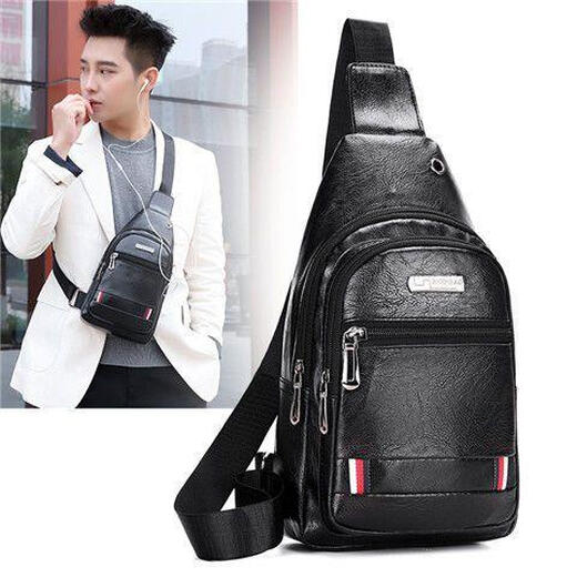 Raft Core Chest-Bag Herren One-Shoulder Crossbody Body wasserdichtes Oxford Stoff Brust Trendy Sport und lässige kleine Cross-Bag-Rucksack Herrenbeutel Leder 9905 Schwarz
