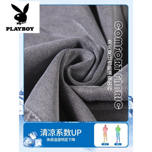 Playboy (Playboy) Jeans Herren Sommer Dünne Trendy Brand Ice Seidenlaiseserlöser loser gerader Tennis Hosen Hosen Männer 1048 Grau L [(30-31 Größen) Gewicht 110-130jin [Jin entspricht 0,5 kg]]