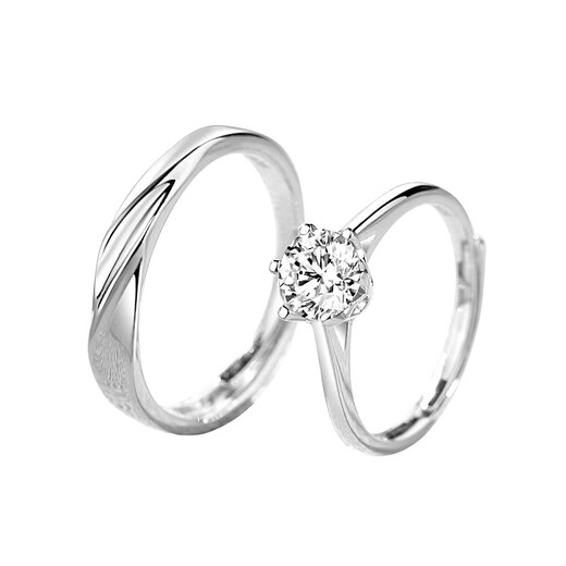 MZMZ Platinum Couple Ring pt950 Platinum Knot Engagement Diamond Ring Valentine's Day Birthday Gift for Girlfriend and Wife Light Luxury Style - Eternal True Love Ring (Live)