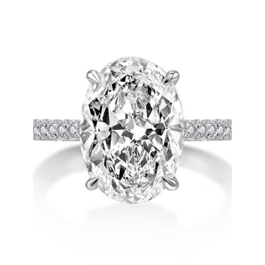 Nilan Fat Donglai same style pt950 platinum pigeon egg ring oval female light luxury elegant luxury moissanite diamond ring request 2.5 carats (with broken diamonds on the side of the ring setting) No. 8