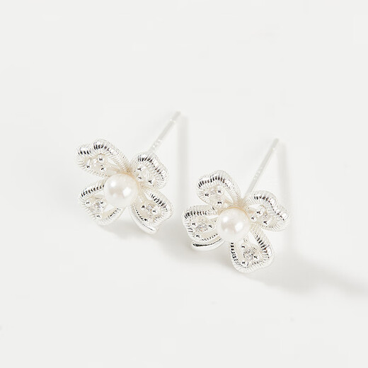 Sanfu 925 silver lace garden earrings pair, elegant sweet jewelry accessories earrings 843738 9230 1 gram