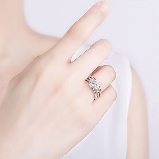 KZD Old Phoenix four-leaf clover ring three-in-one sterling silver Internet celebrity personality detachable index finger ring for women in four-leaf clover ring