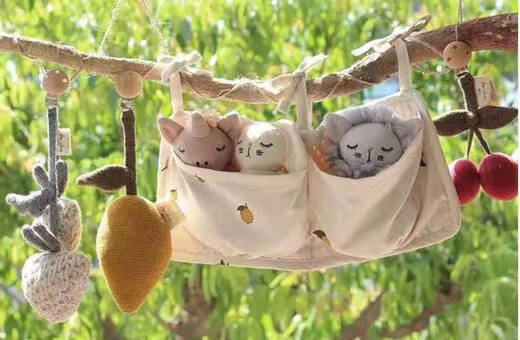 Tragen von Katzenbabys Crib reines Baumwoll am Krankenbett Aufbewahrung Hangsack Wickelbeutel Kinderwagen Hanging Bag Aufbewahrungstasche Kinderbett Aufbewahrung Hängende Beutel Orange Hanging Bag Spot
