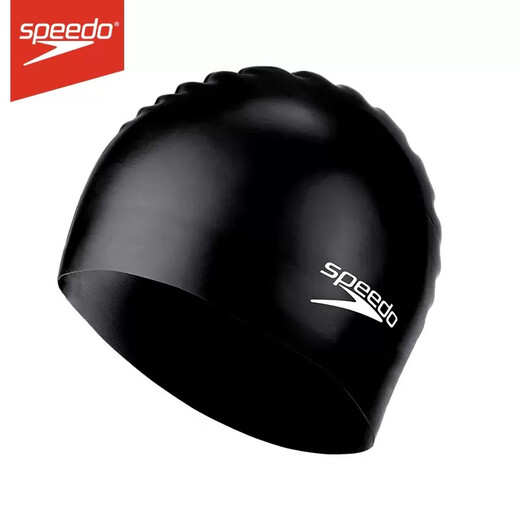 SpeedoSpeedo Swimming Cap Speedo Silicone Waterproof Plus Size Men's and Women's Long Hair Children's Training Competition Cap Black