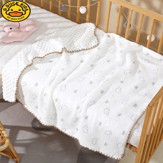 G.DUCKKIDS Bean Blanket Baby Gauze Cover Blanket Summer Thin Soothing Baby Newborn Doudou Small Quilt Air Conditioning Summer Cool Quilt Cute Cloud 100*100