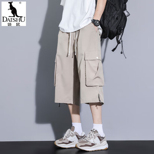 Känguru (Daishu) Khaki Arbeitanzug geschnittene Hosen für Männer in Sommereiseis dünne lose vielseitige Shorts Freizeitsport Over-the-Knie